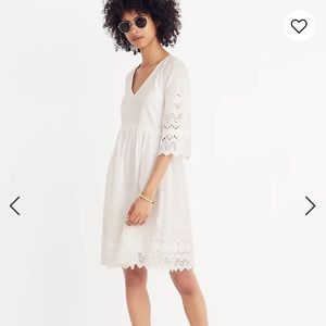 Madewell Dress with Eyelet Trim in White, Size 6